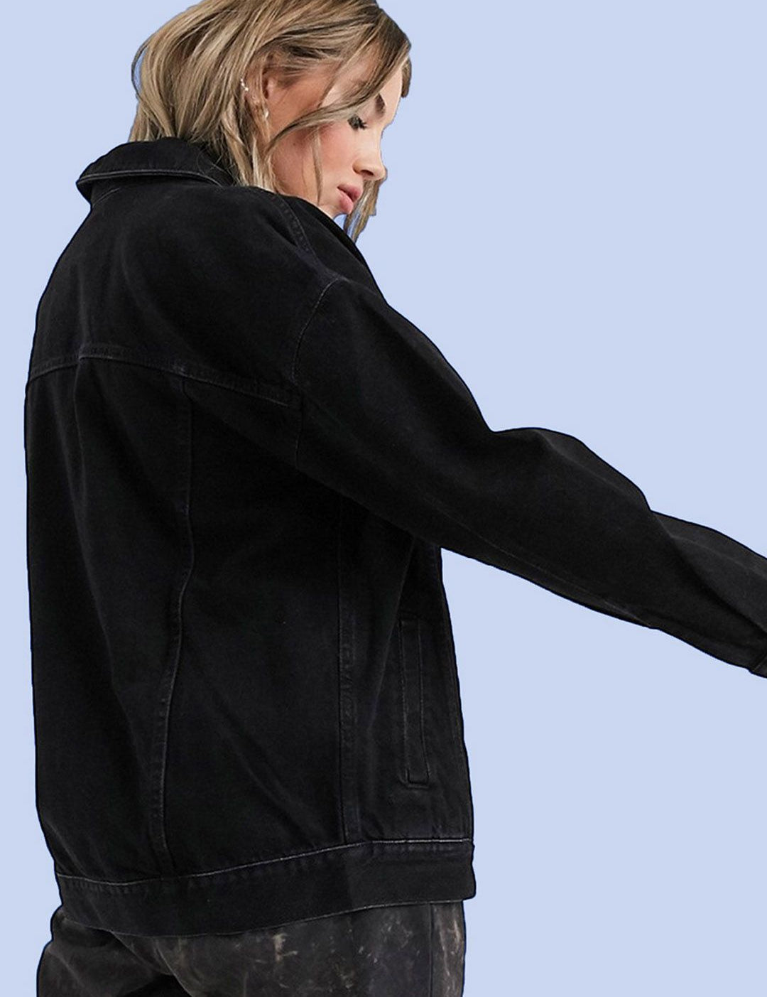 Kotty Women Spread Collar Solid Cotton Casual Denim Jacket