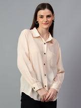 Kotty Women Comfort Spread Collar Solid Oversized Casual Shirt
