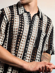 Kotty Men Vertical Stripes Self Design Cotton Sheer Casual Shirt