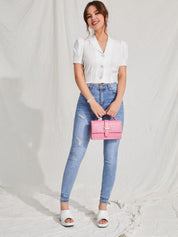 Kotty Women Shirt Collar Shirt Style Crop Top