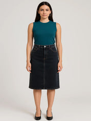 Kotty High-Rise Denim Pencil Knee-Length Skirt