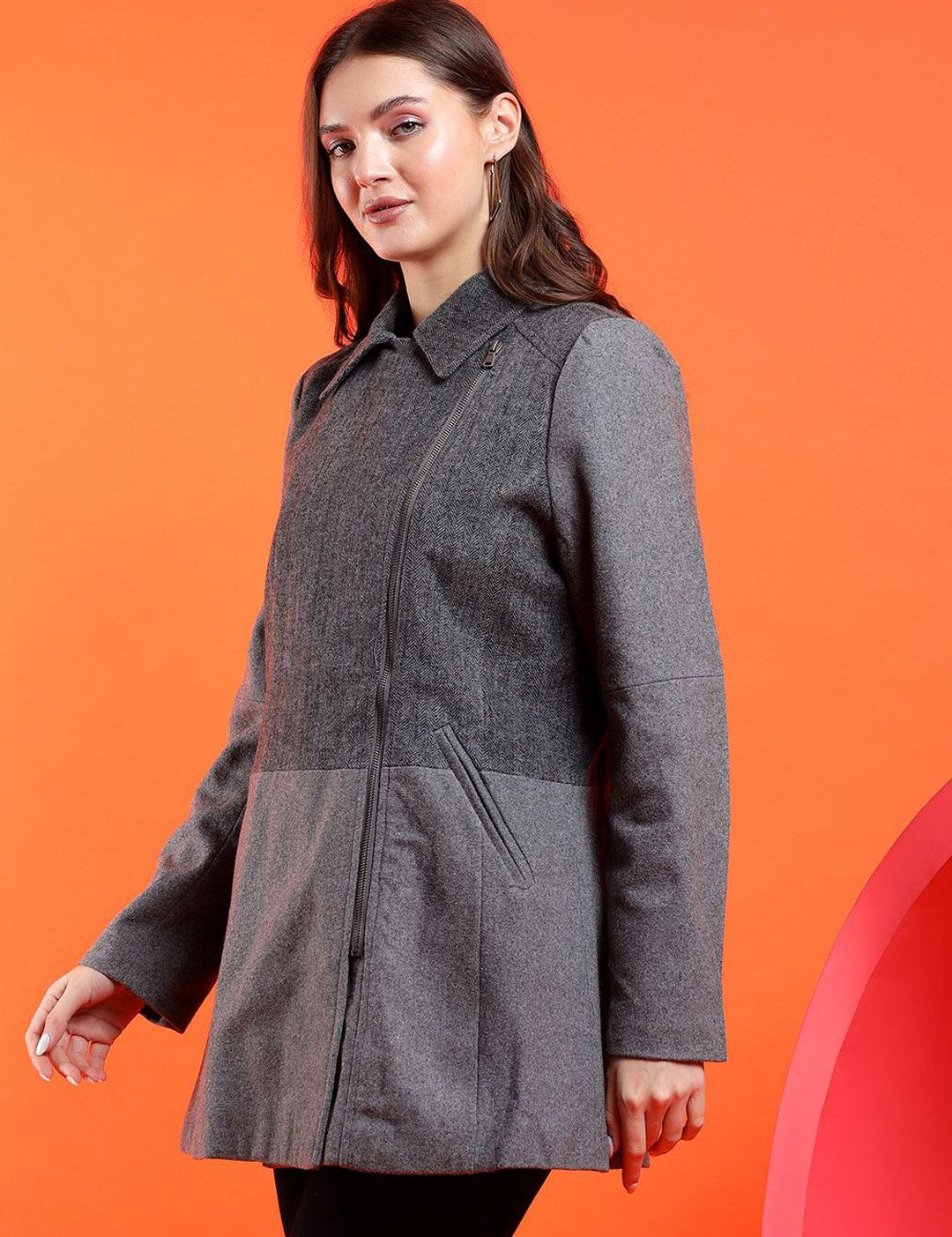 Kotty Solid Notched Lapel Longline Overcoat