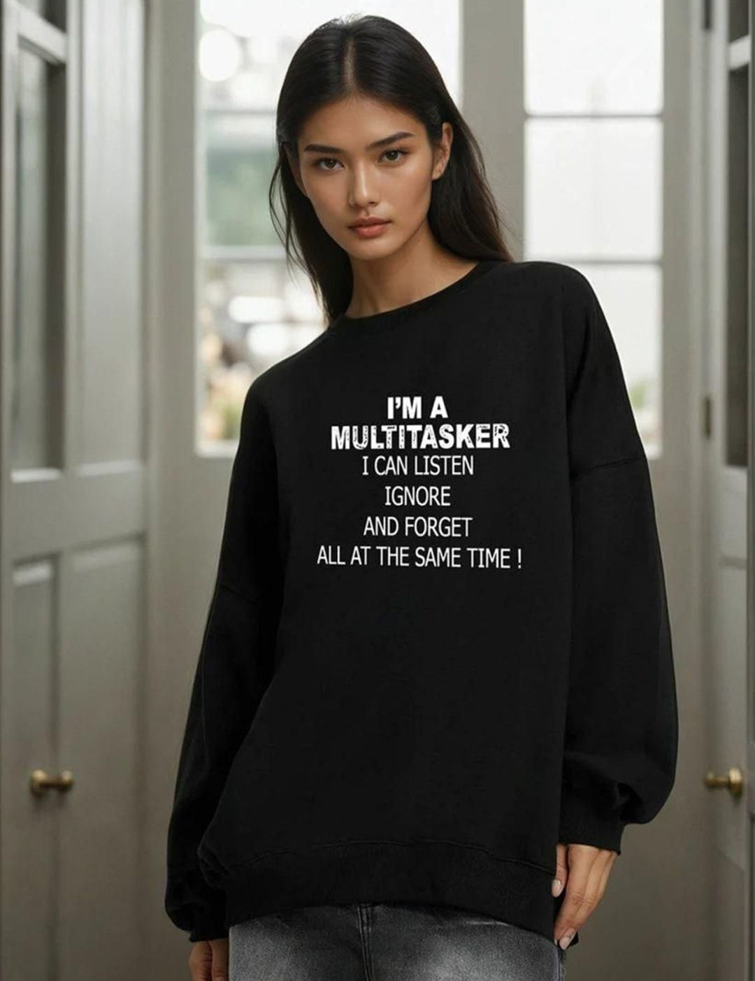 Kotty Women Typography Printed Round Neck Full Sleeve Sweatshirt