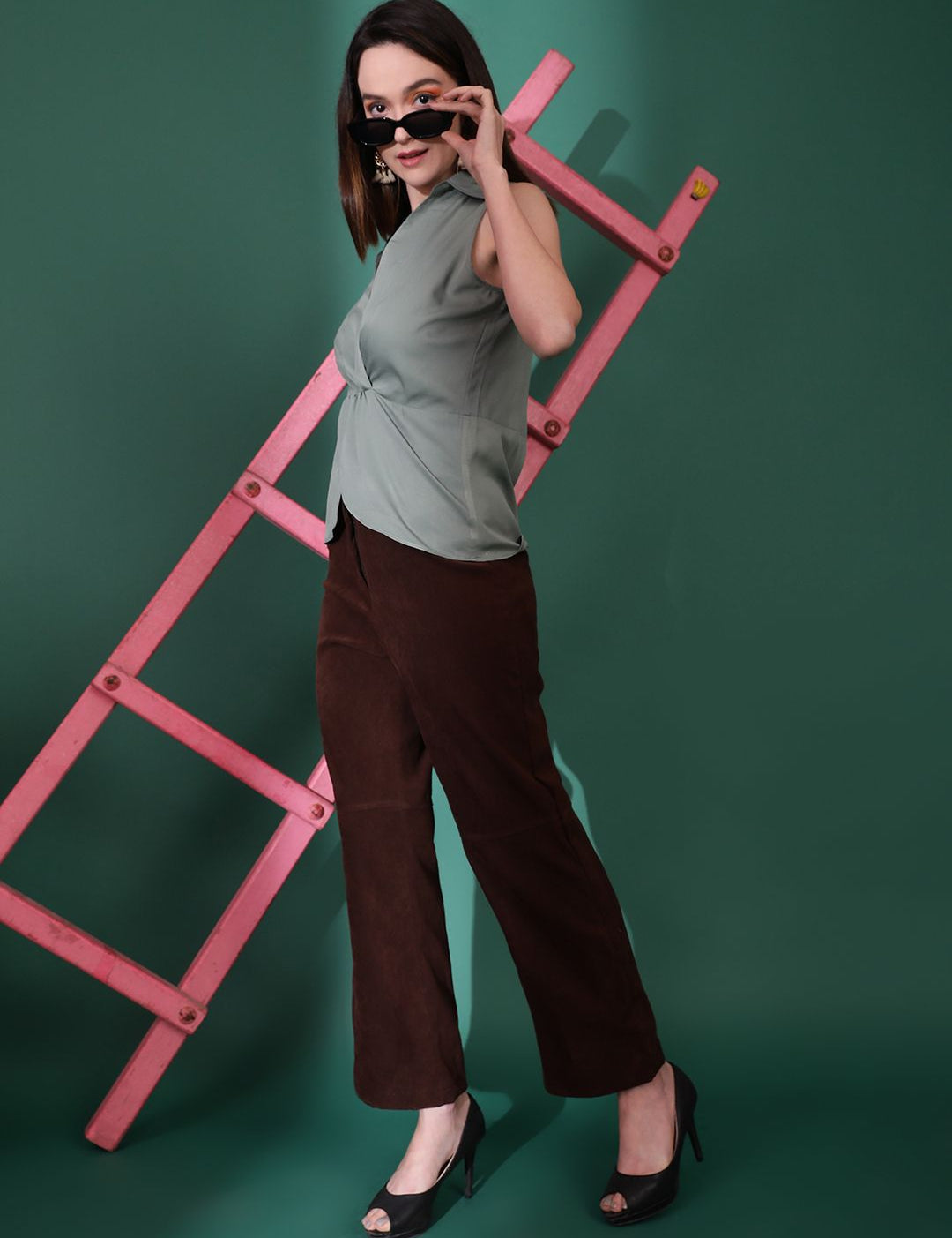 Kotty Women Solid Shirt Collar  Top