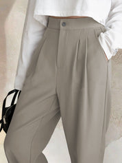 Kotty Women Relaxed Straight Leg Straight Fit High-Rise Easy Wash Trousers
