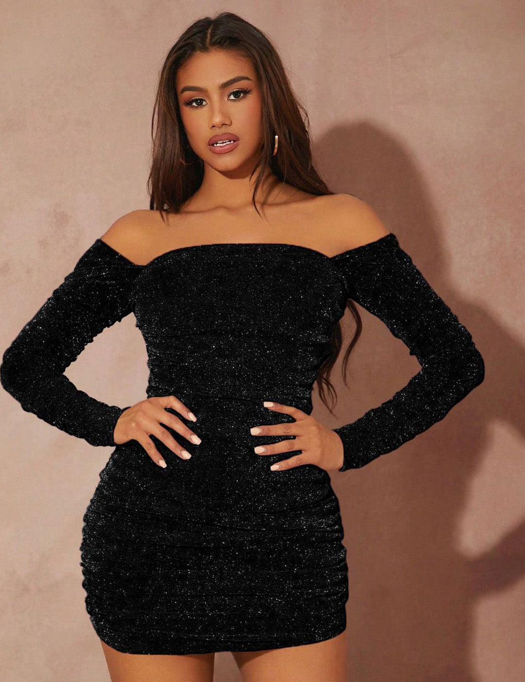 Kotty Women Embellished Off-Shoulder Bodycon Mini Dress