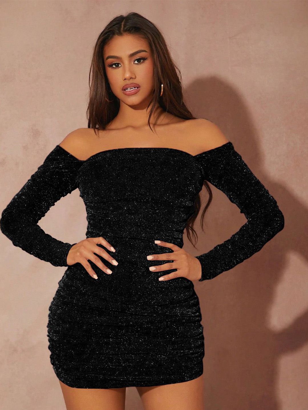Kotty Women Embellished Off-Shoulder Bodycon Mini Dress