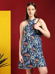 Kotty Print Halter Neck A-Line Dress