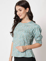Kotty  Women Floral Printed Puff Sleeve Top