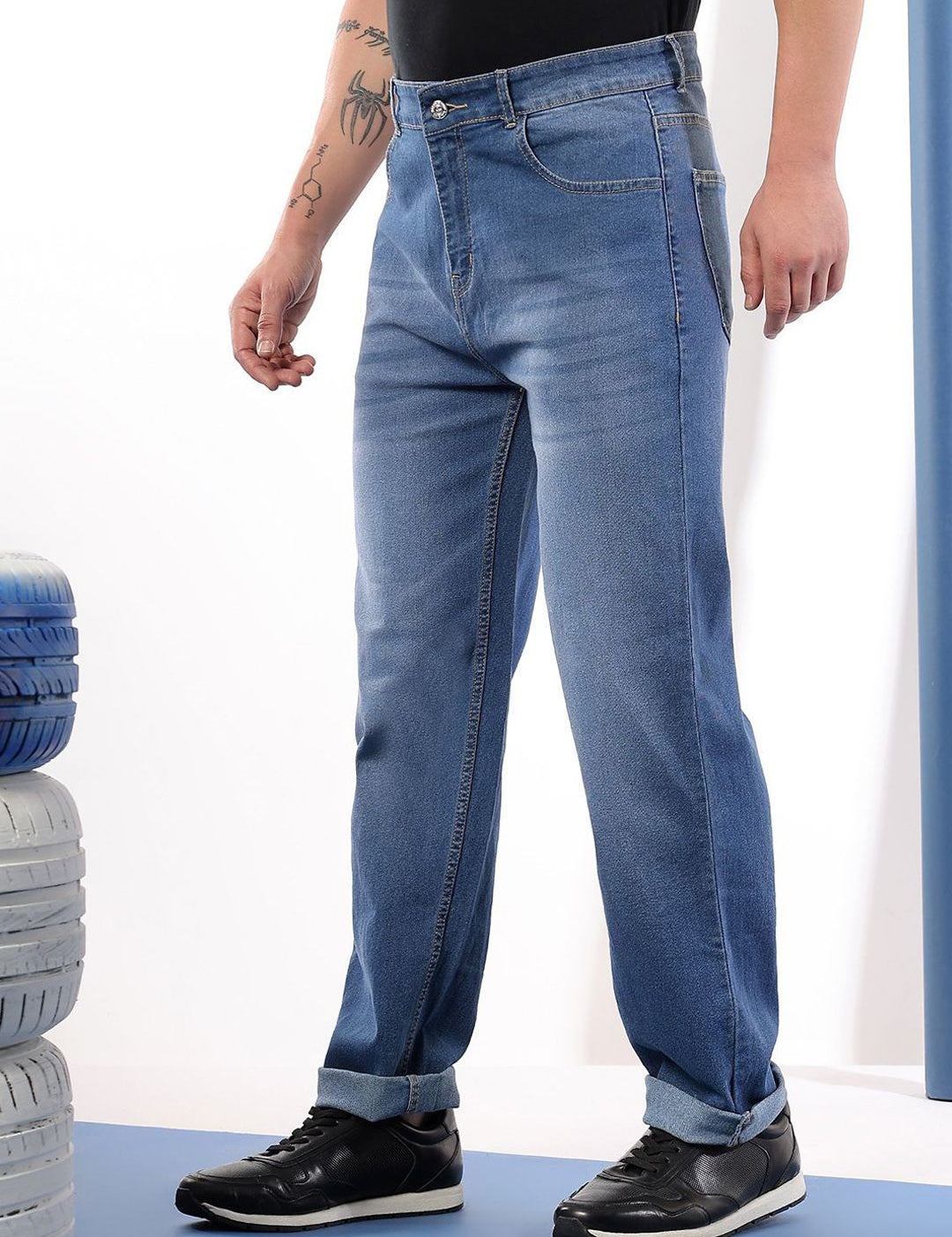 Kotty Men Comfort Regular Fit Mid-Rise Stretchable Jeans