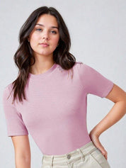 Kotty Women Round Neck Short Sleeves Fitted Top