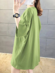 Kotty Round Neck Drop-Shoulder Sleeves Oversized T-shirt