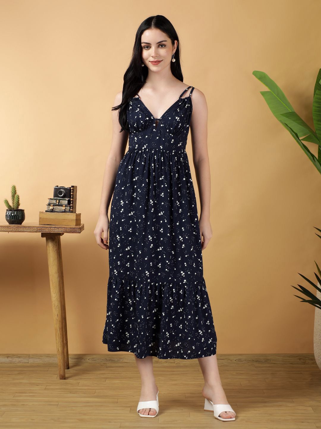 Kotty Women Floral Printed Fit & Flare Midi Dress