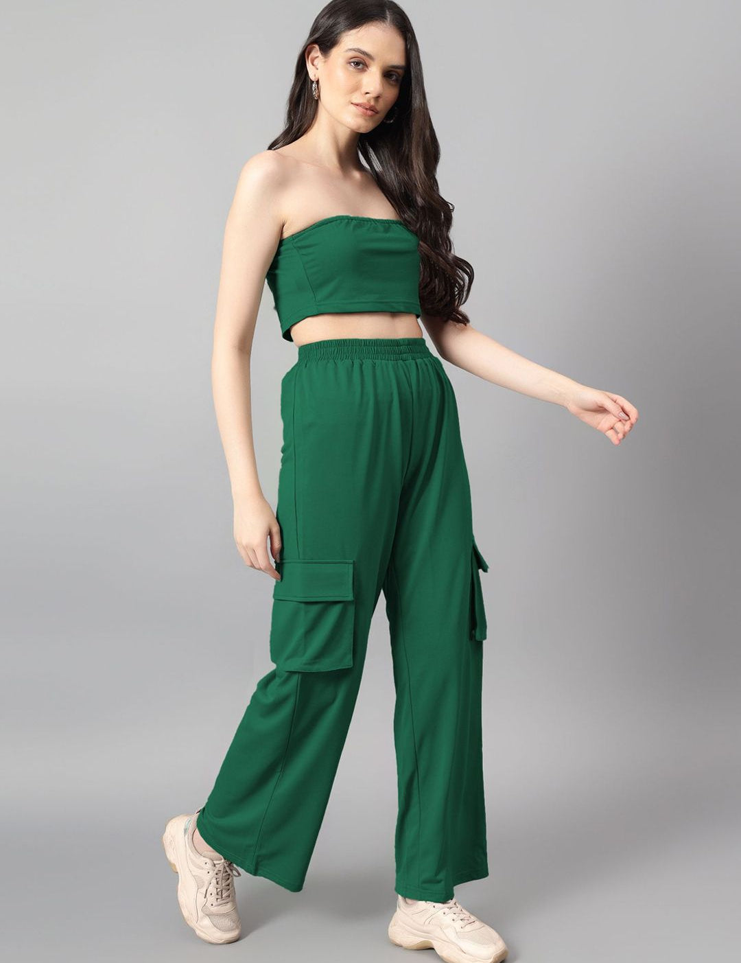 Kotty Green Off-Shoulder Top With Trouser