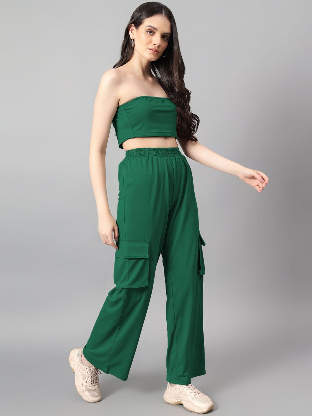 Kotty Green Off-Shoulder Top With Trouser