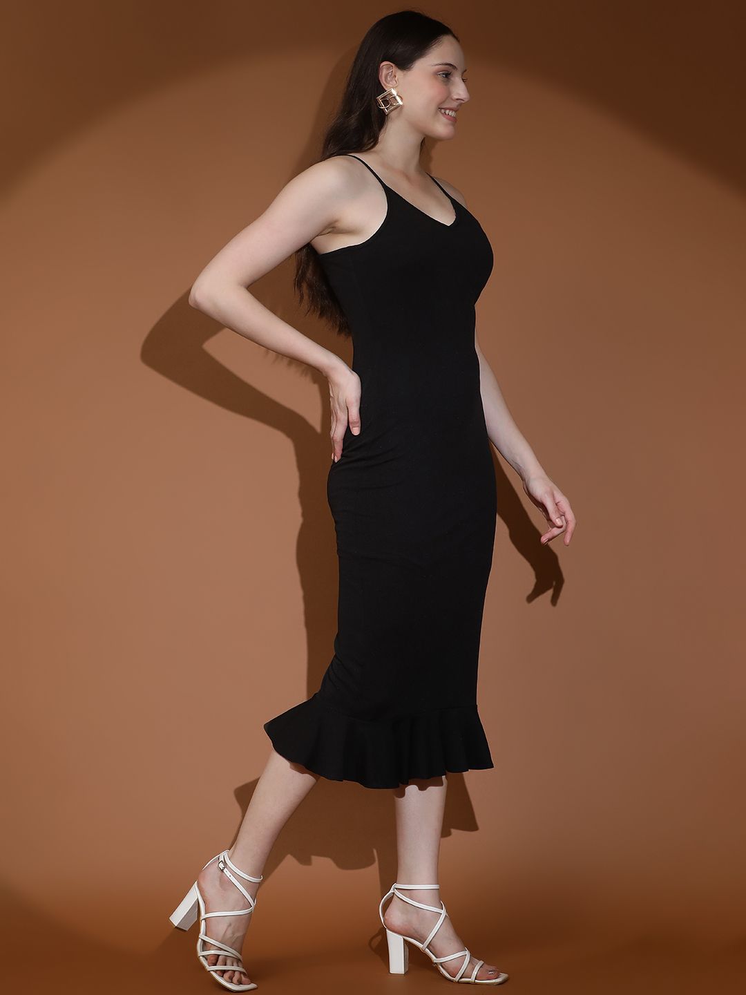 Kotty Women Solid Bodycon Midi Dress