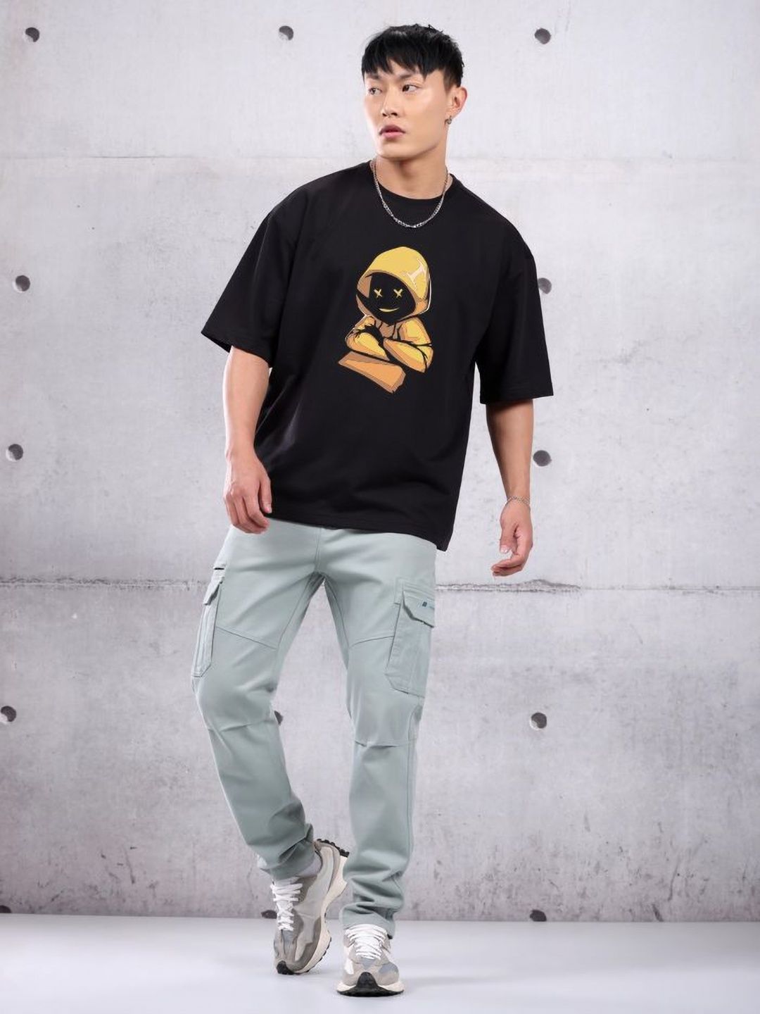 Kotty Men Graphic Printed Round Neck Cotton Oversized T-Shirt