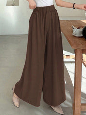 Kotty Women Relaxed Straight Leg Loose Fit High-Rise Wrinkle Free Trousers