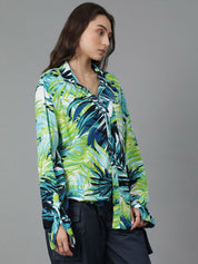 Kotty Women Spread Collar Floral Printed Cotton Oversized Casual Shirt