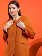 Kotty Band Collar Long Sleeves Overcoat