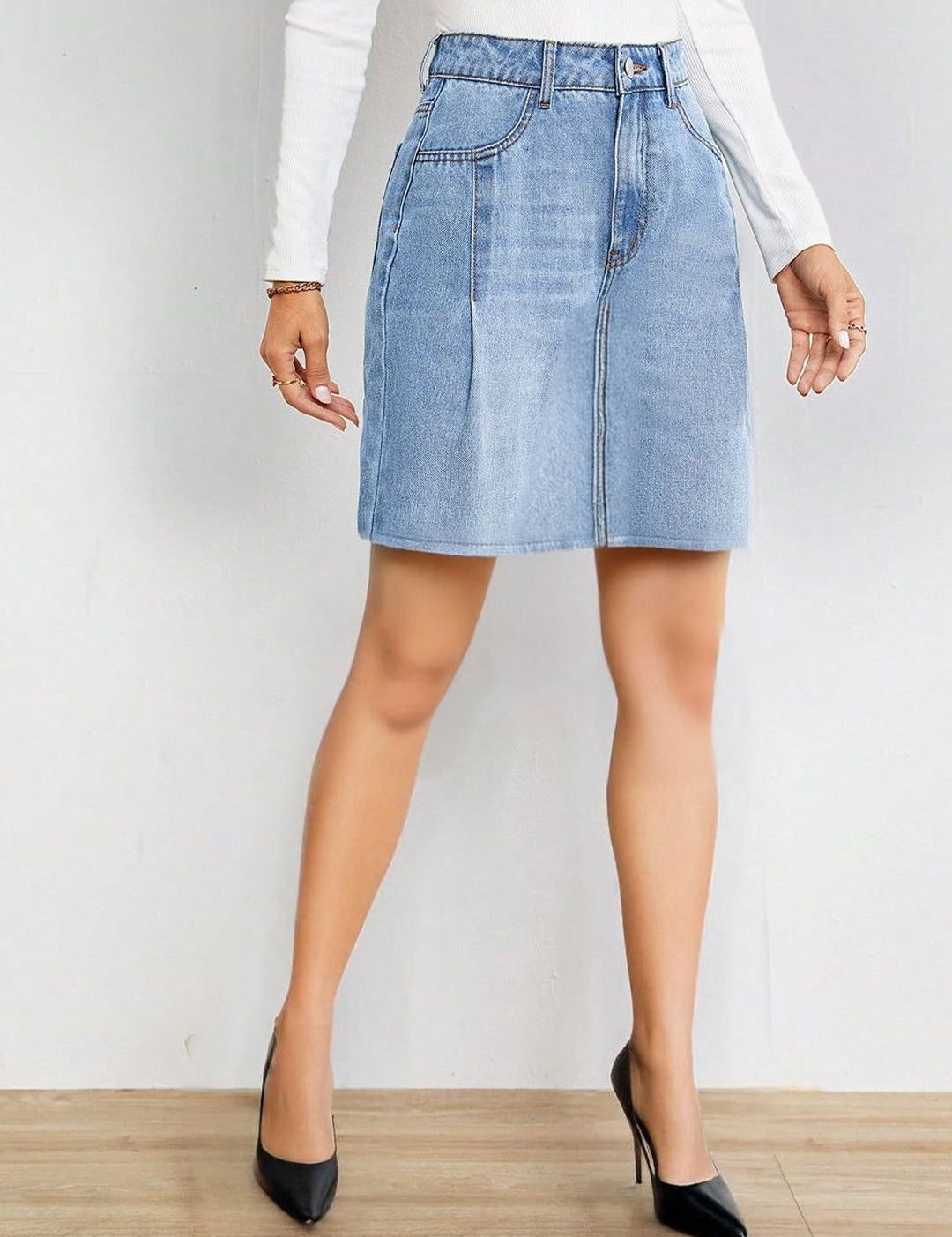 Kotty Women A-Line Above Knee Blue Skirt