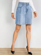 Kotty Women A-Line Above Knee Blue Skirt