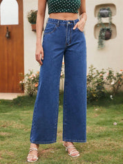 Kotty Women Straight Fit High-Rise Cotton Clean Look Jeans