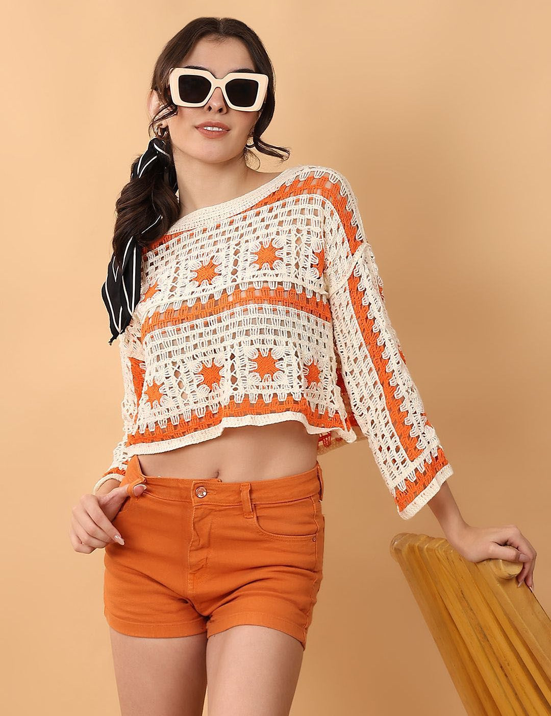 Kotty Women Self Design Cotton Crop Top