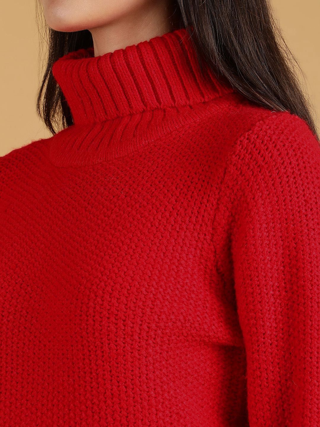 Kotty Women Turtle Neck Crop Pullover Sweater