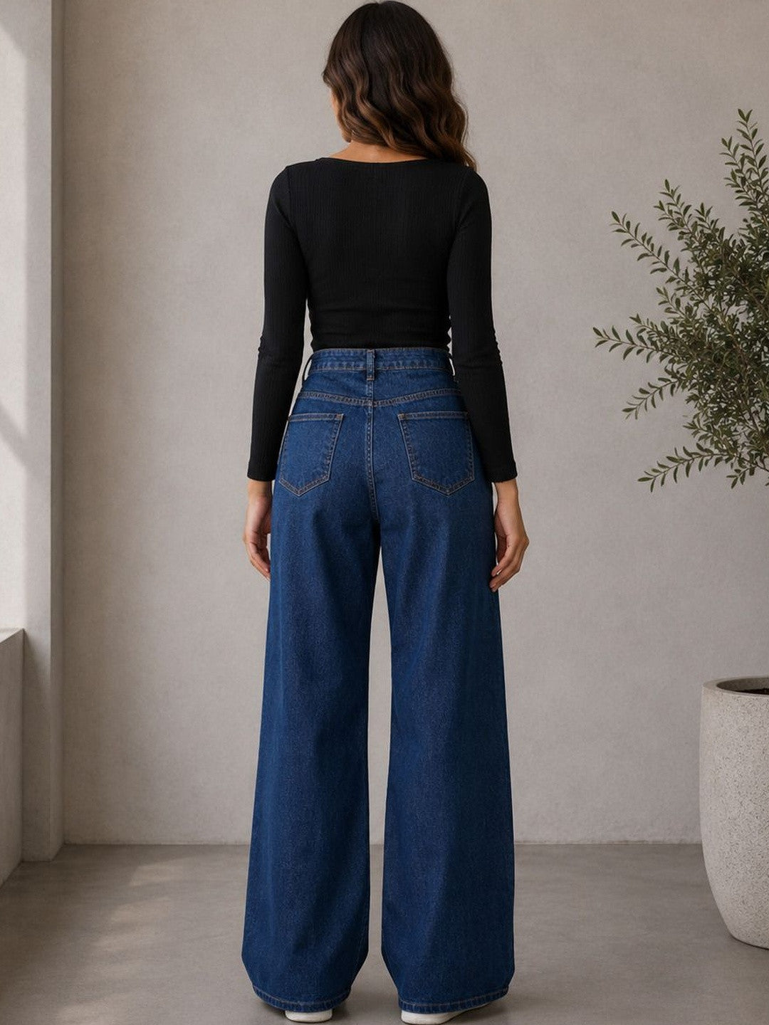 Kotty Women Black Jean Straight Fit High-Rise Stretchable Jeans