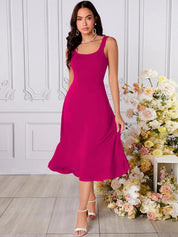 Kotty women fuchsia A-line midi dress