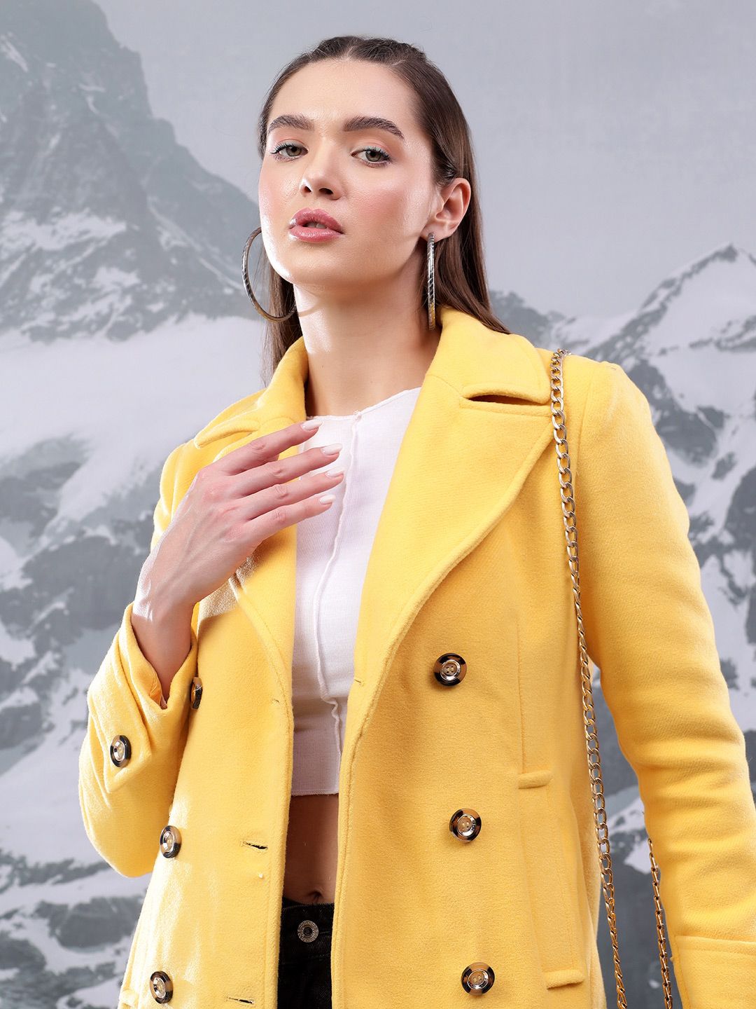 Kotty Women Notched Lapel Double-Breasted Overcoat