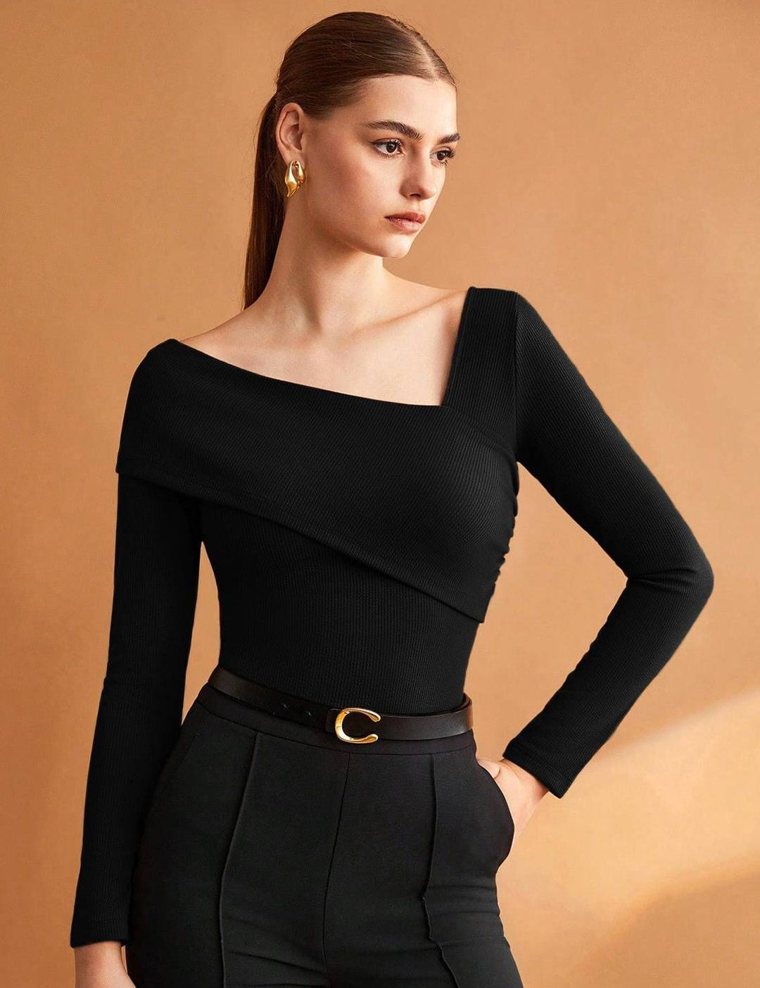 Kotty Women Cotton Long Sleeve Ribbed Top