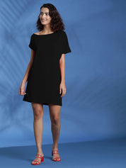 Kotty Women Boat Neck Bodycon Mini Dress