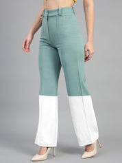 Kotty Women Colourblocked High-Rise Easy Wash Trousers