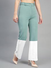 Kotty Women Colourblocked High-Rise Easy Wash Trousers