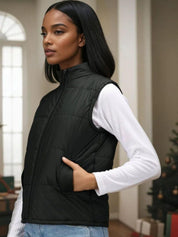 Kotty Women Stand Collar Solid Lightweight Gilet Jacket