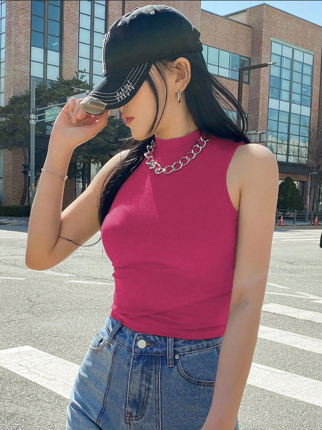 Kotty Women Solid High Neck Top