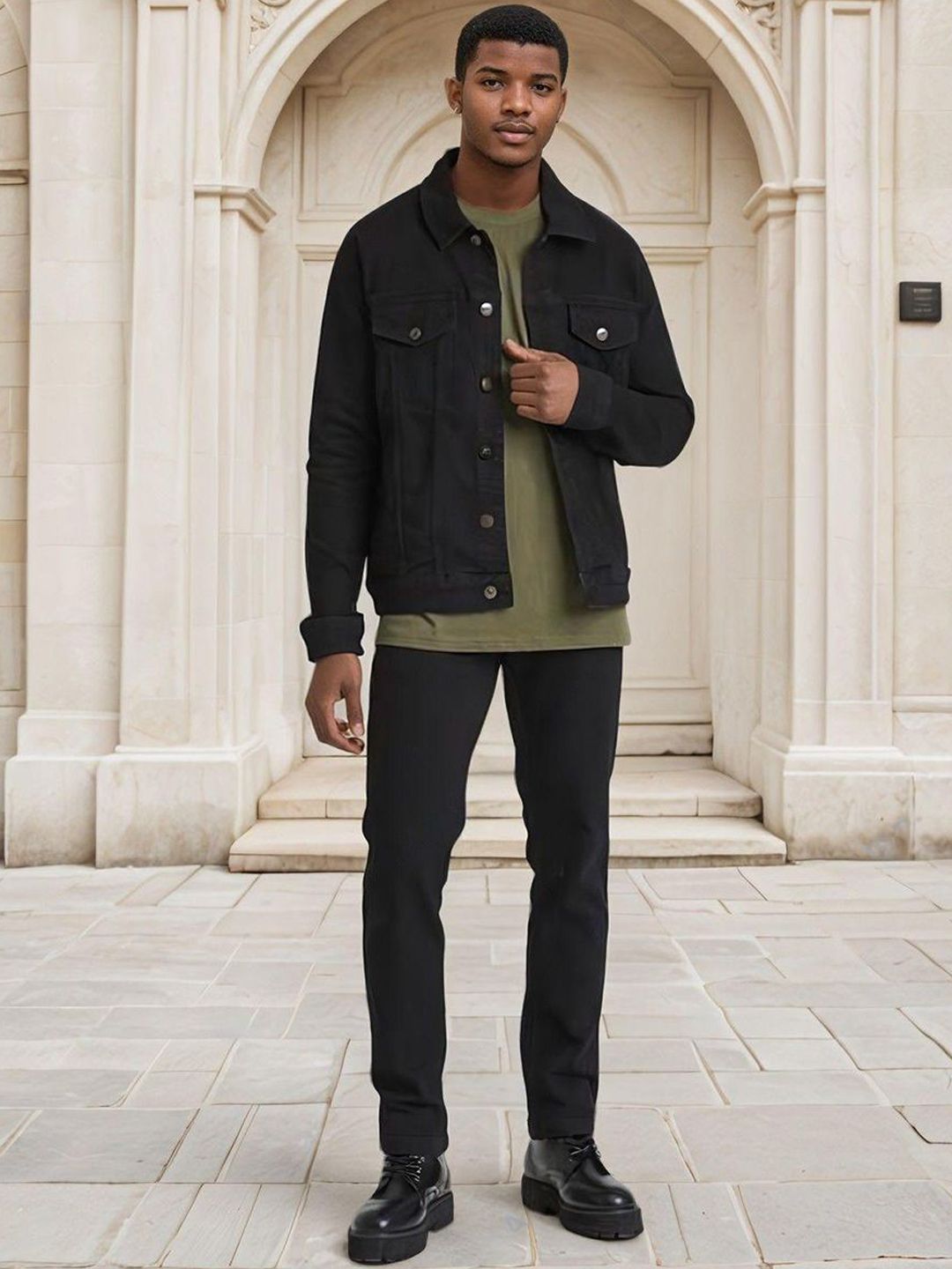 Kotty Men Solid Denim Jacket