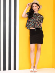 Kotty Women Abstract Printed Peplum Crop Top