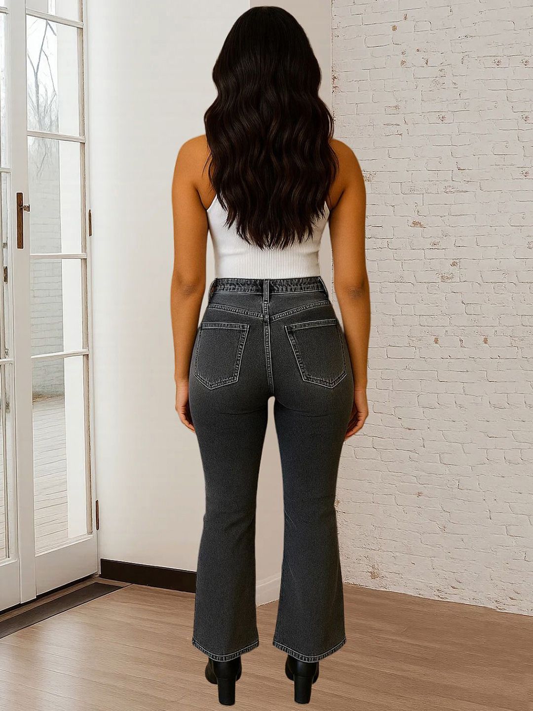 Kotty Women Bootcut High-Rise Mildly Distressed Stretchable Jeans