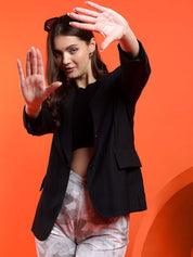 Kotty Women Solid Notched Lapel Collar Overcoat