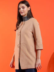 Kotty Band Collar Long Sleeves Overcoat