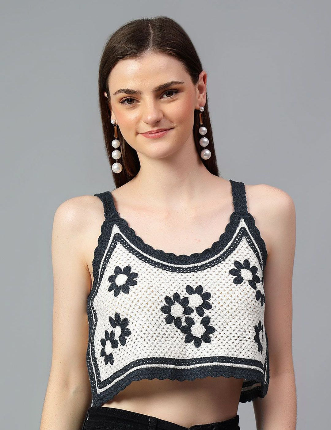 Kotty Women Self Design Scoop Neck Cotton Top