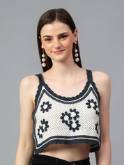 Kotty Women Self Design Scoop Neck Cotton Top