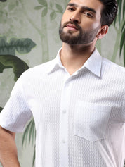 Kotty Men Spread Collar Textured Casual Shirt