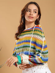 Kotty Women Self Design Crochet Crop Top