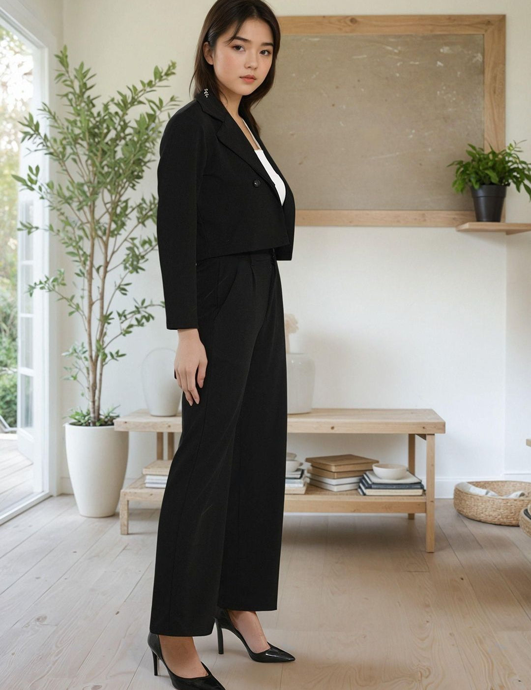 Kotty Lapel Collar Long Sleeves Coat With Trouser 