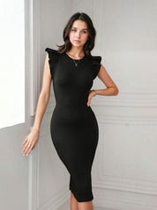 Kotty Flutter Sleeve Bodycon Midi Dress