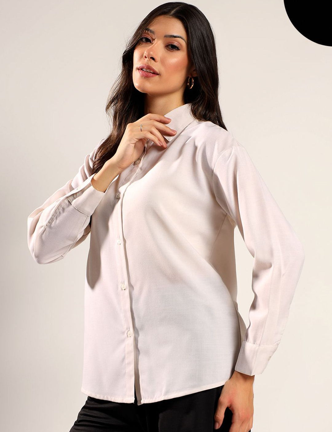 Kotty Relaxed Fit Spread Collar Long Sleeves Cotton Formal Shirt